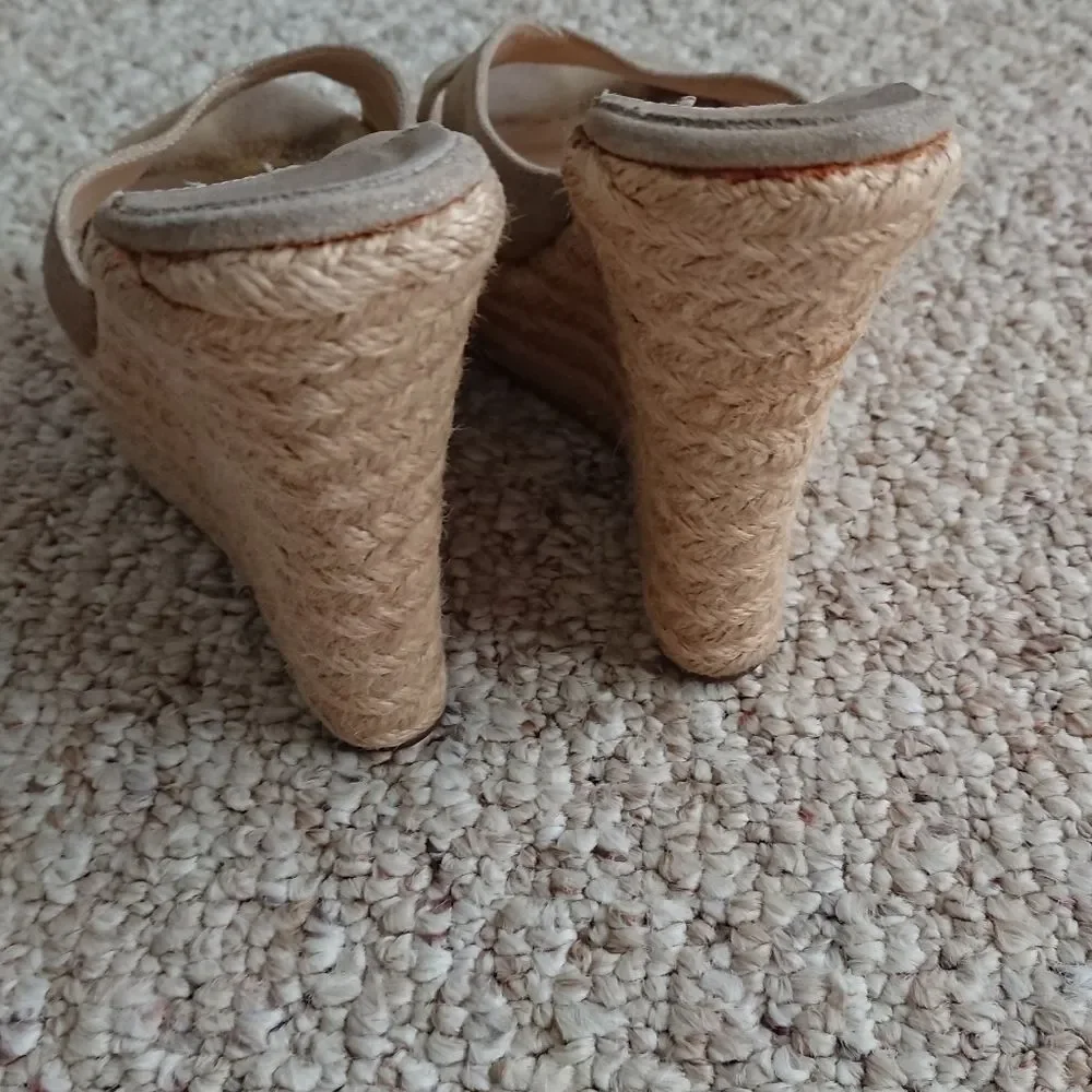 Jimmy Choo Glitter Phyllis Cross Strap wedges size 37.5